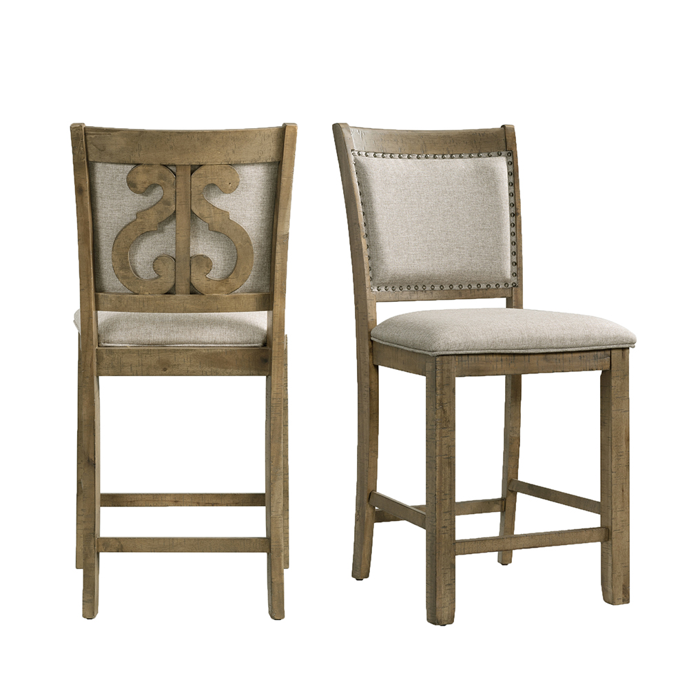 Ellesime International  | Stone Gray Counter Fabric Swirl Back Side Chair ( 2 PER PACK )