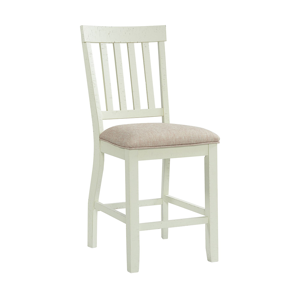 Ellesime International  | Stone White Counter Wooden Slat Back Side Chair ( 2 PER PACK )
