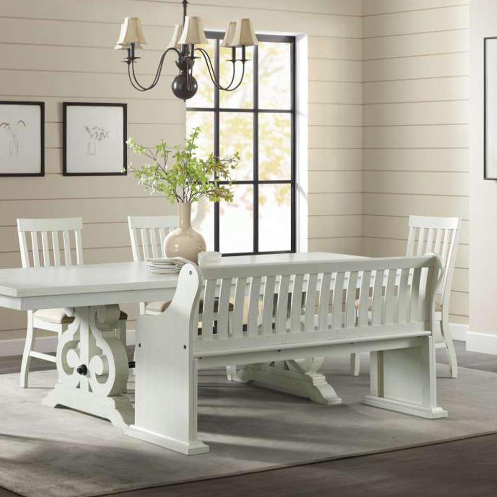 Stone White Dining Pew Bench | Ellesime International 