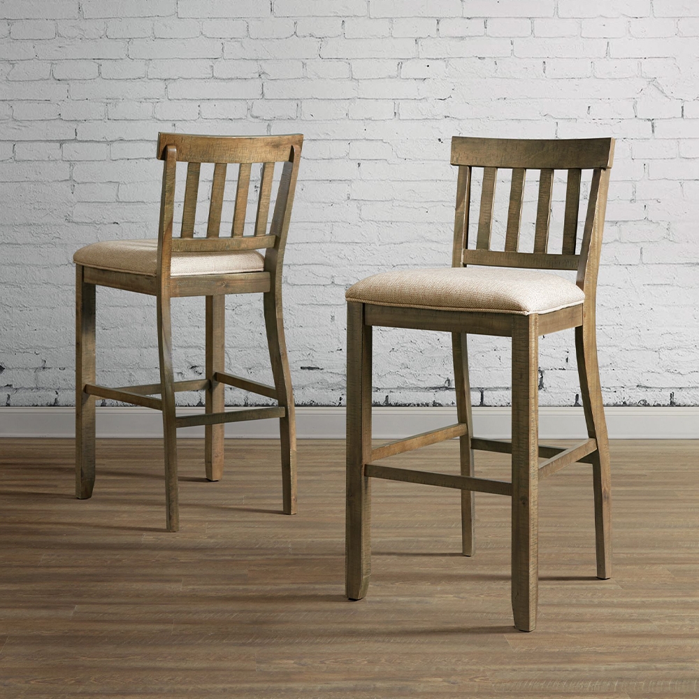 Stone Gray Bar Stool With Fabric 30