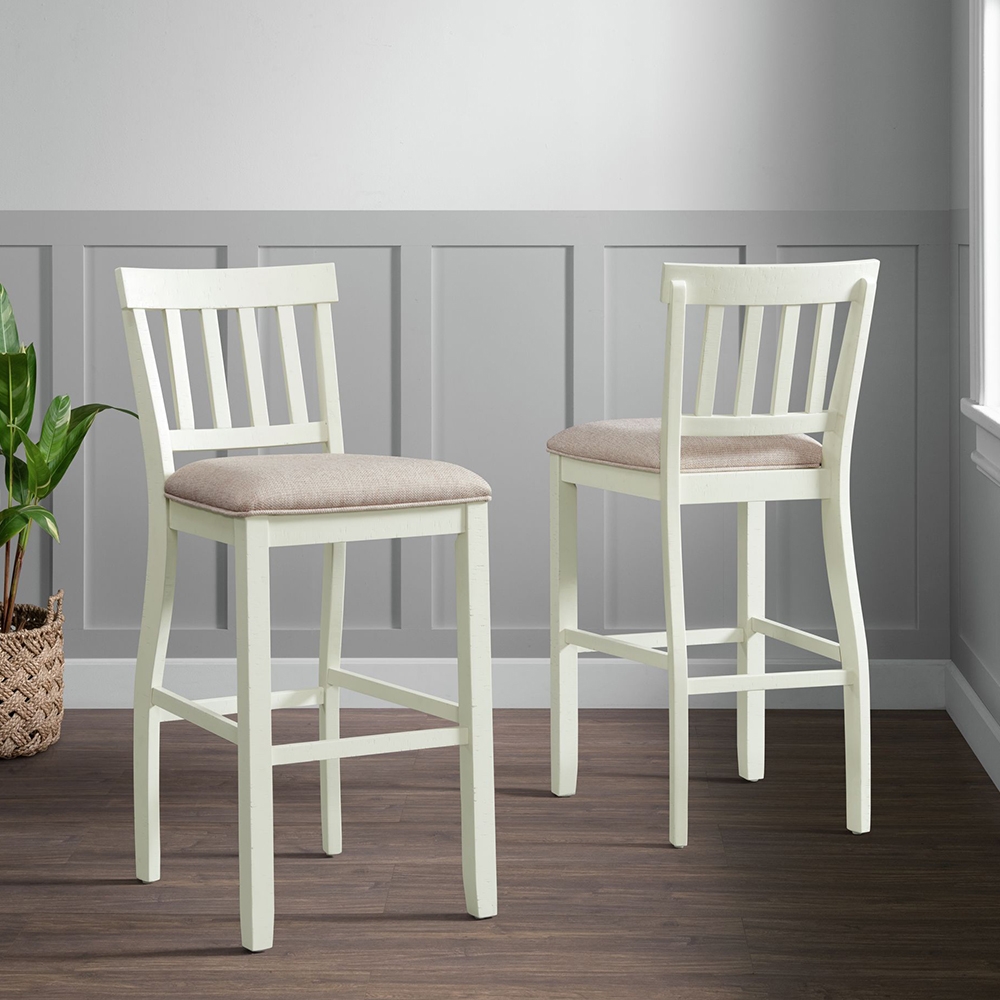 Stone White Bar Stool With Fabric 30