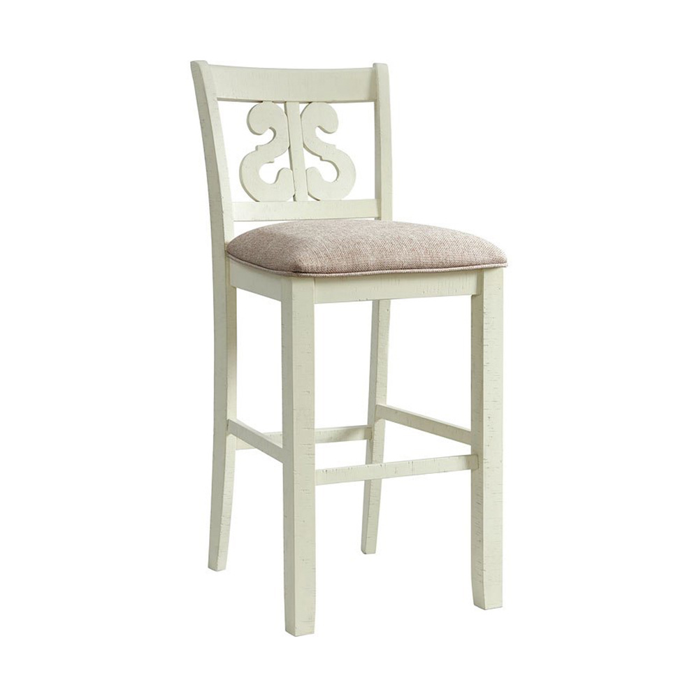 Ellesime International  | Stone White Bar Stool With Fabric 30
