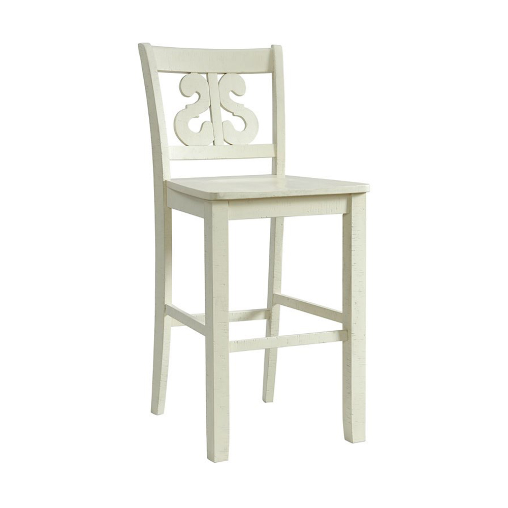 Ellesime International  | Stone White Bar Stool With Wood 30