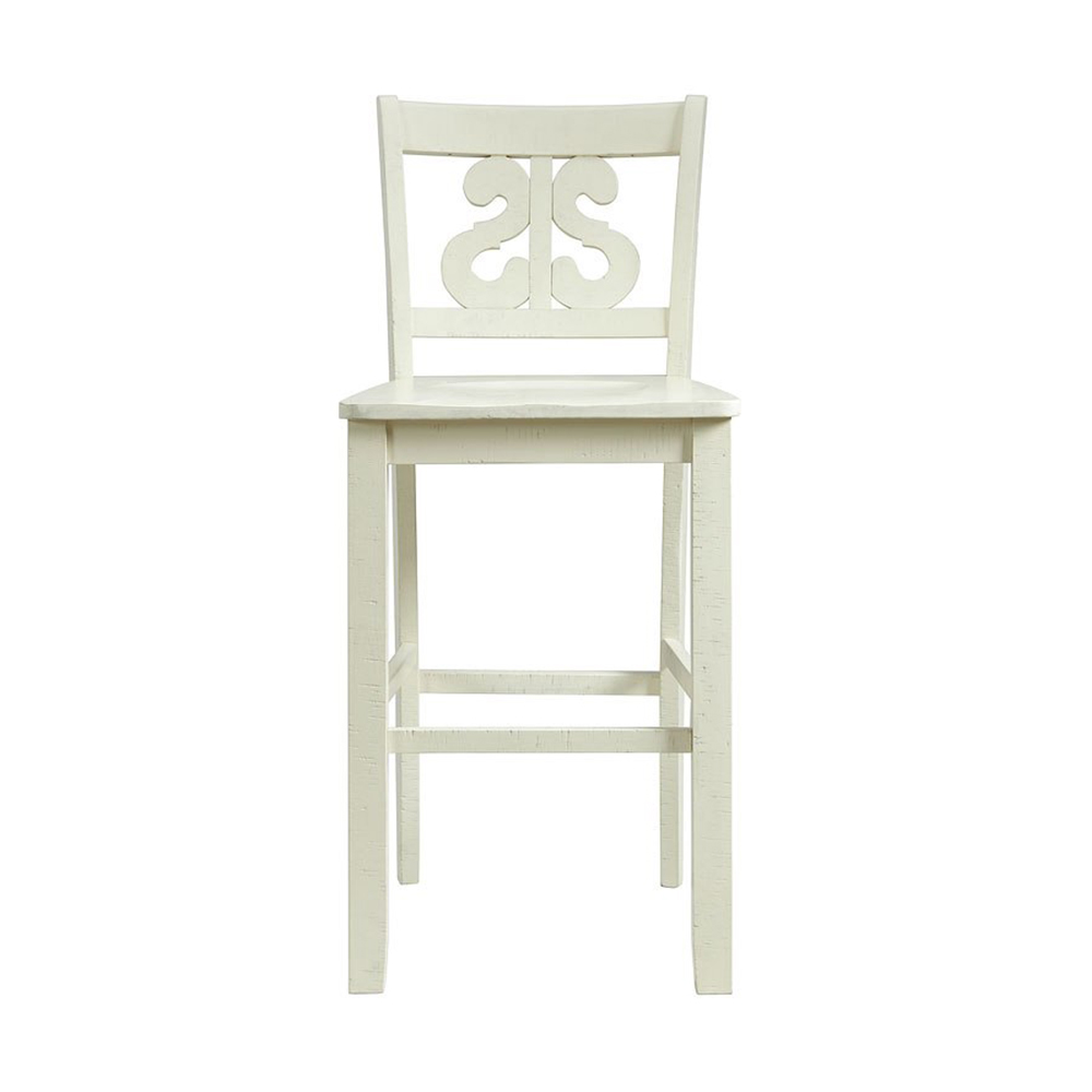 Stone White Bar Stool With Wood 30