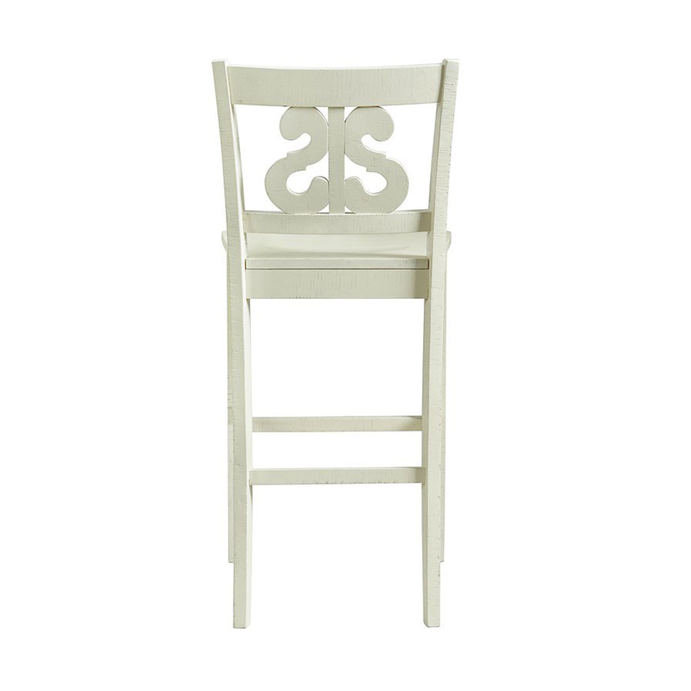 Stone White Bar Stool With Wood 30