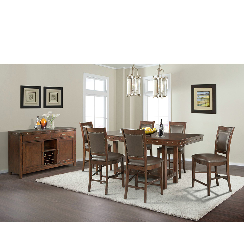 Ellesime International  | Prescott Counter Eight Piece Set ( Dining Table, Six Side Chairs, Server )