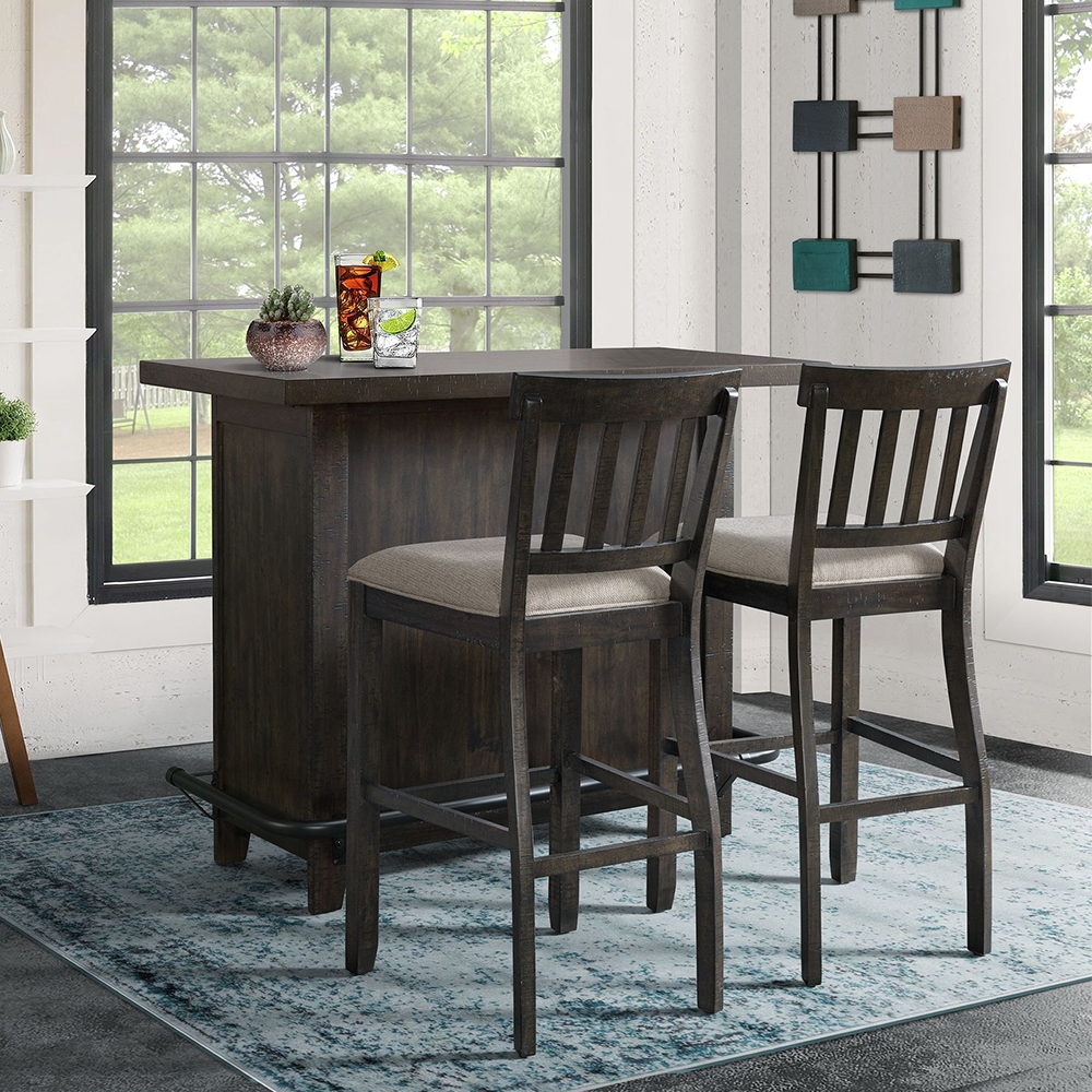 Ellesime International  | Stone Charcoal Bar Three Piece Set ( Bar Table, Two Barstools )