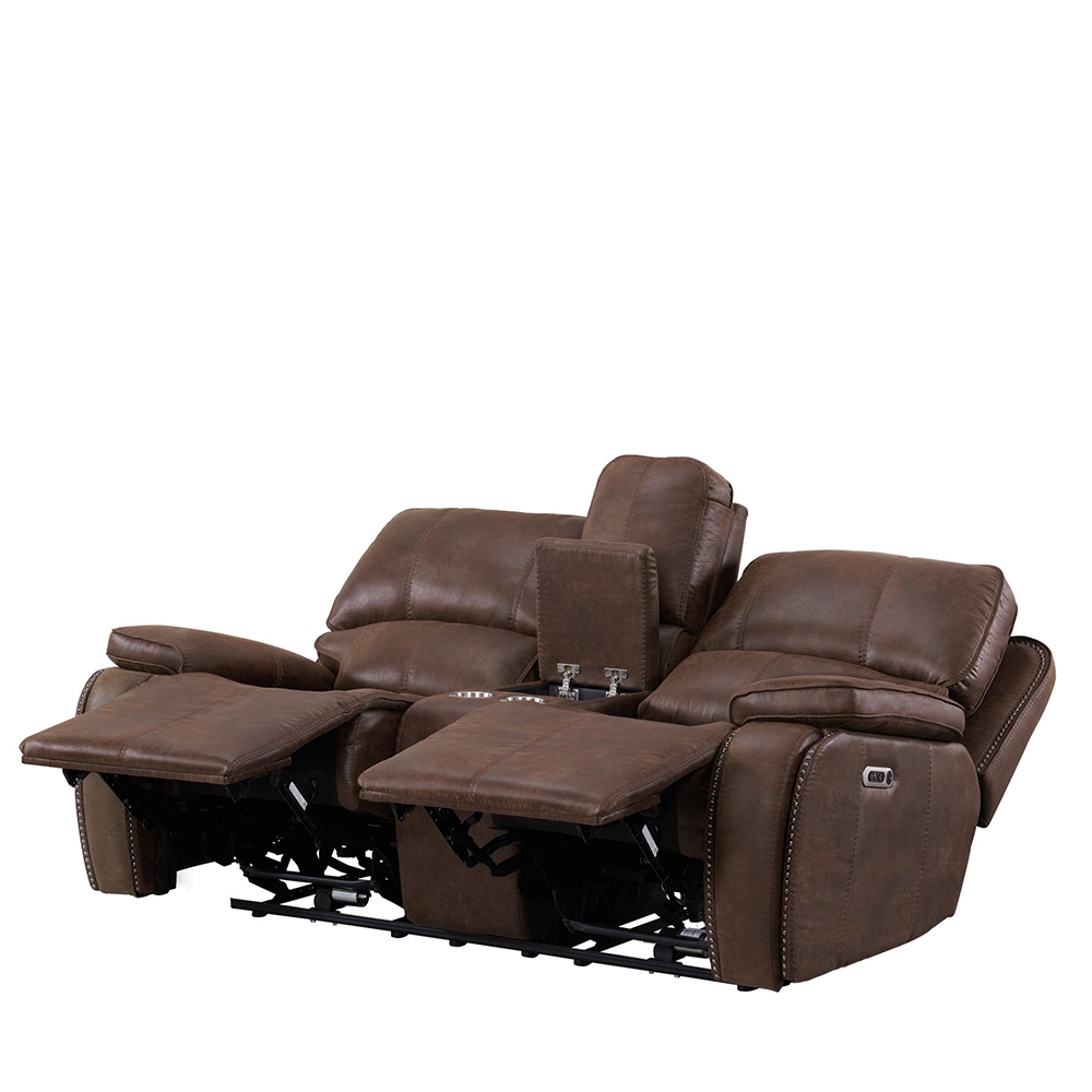 Atlantis Motion Loveseat with Console & Power Headrest | Ellesime International 
