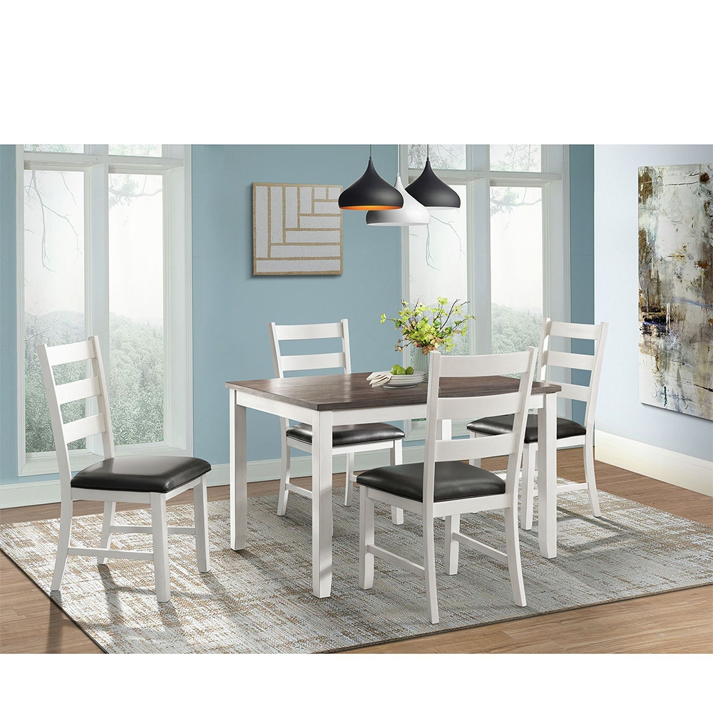 Ellesime International  | Martin Five Piece Dining Set ( Dark Brown Top - White Base )