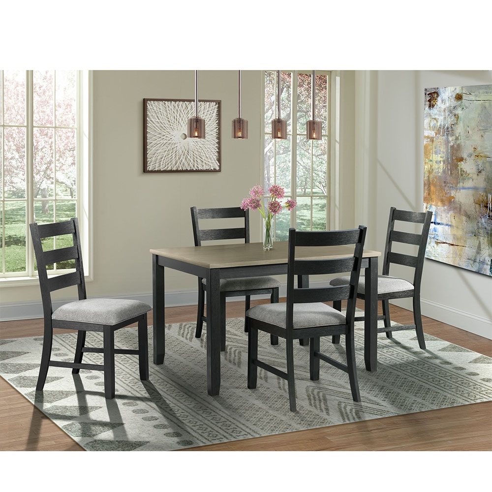 Ellesime International  | Martin Five Piece Dining Set ( Grey Top - Black Base )