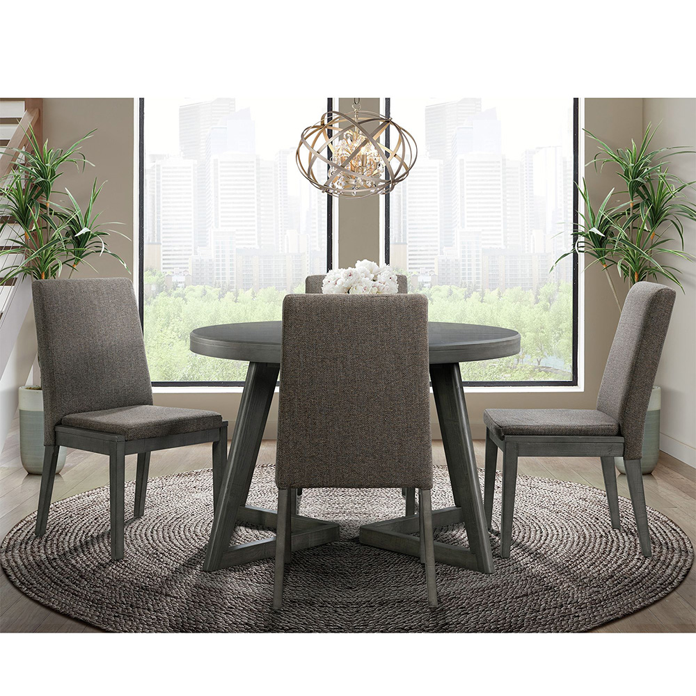Ellesime International  | Cross Round Dining Five Piece Set ( Dining Table, Four Side Chairs )