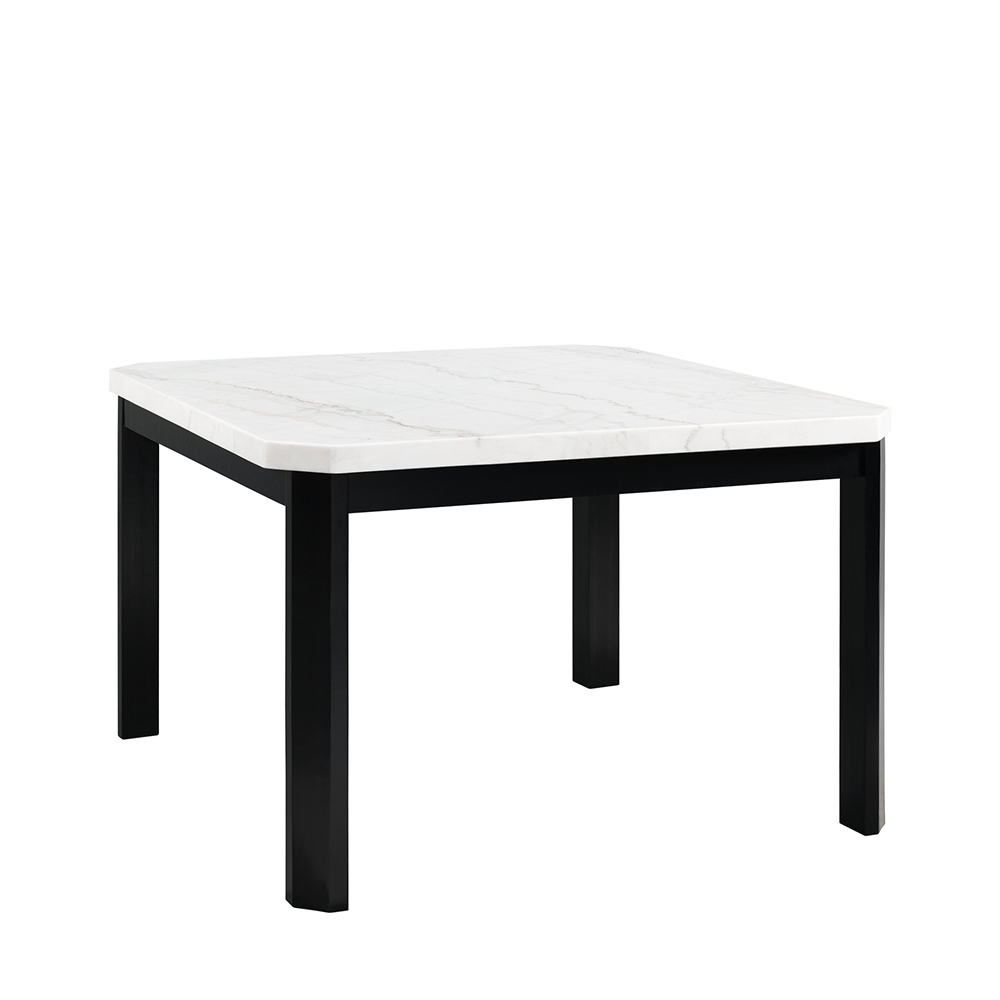 Francesca Square Counter Dining White Marble Five Piece Set ( Dining Table, Four Black Side Chairs ) | Ellesime International 