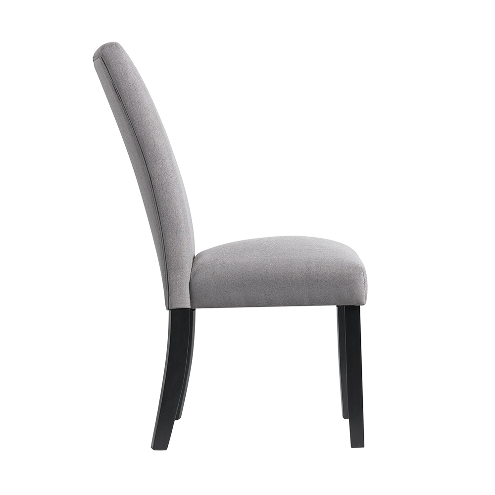 Beckley White Dining Seven Piece Set ( Dining Table, Six Dark Grey Linen No Nailhead Side Chairs ) | Ellesime International 