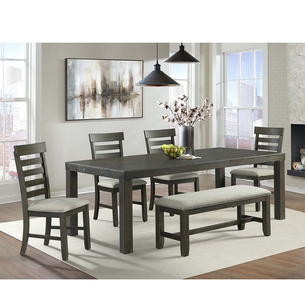 Ellesime International  | Colorado Dining Six Piece Set ( Dining Table, Four Side Chairs, Bench )