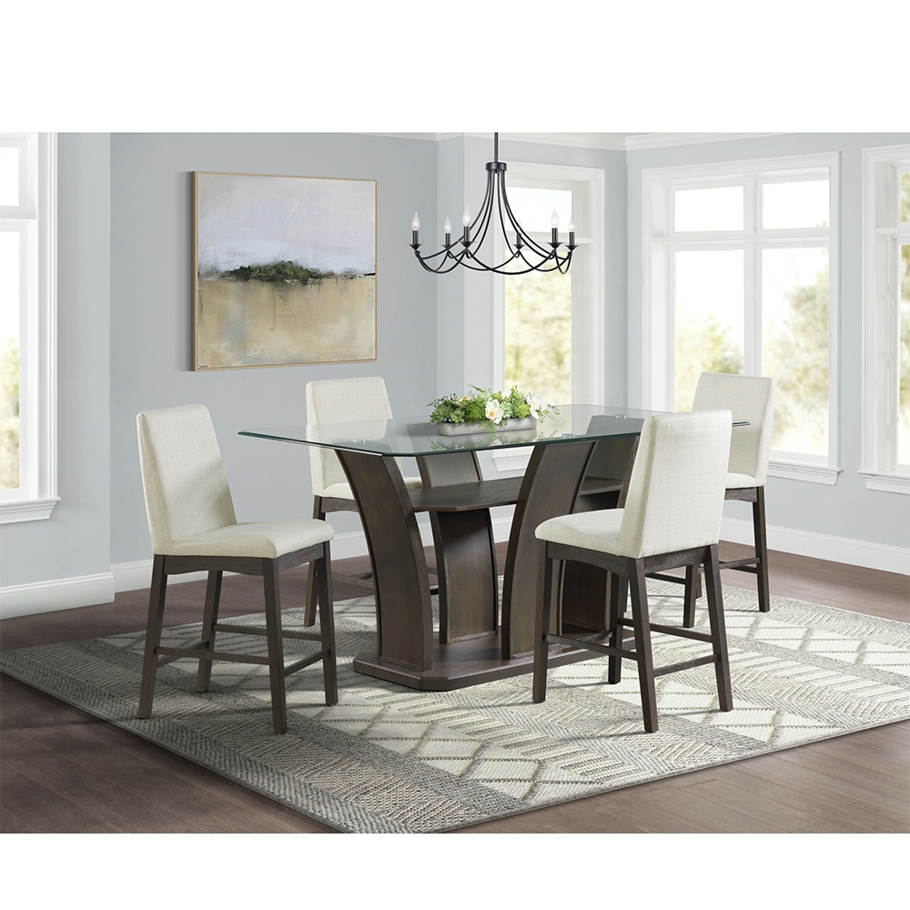 Ellesime International  | Dapper Walnut Rectangular Counter Seven Set ( Dining Table, Six Side Chairs )
