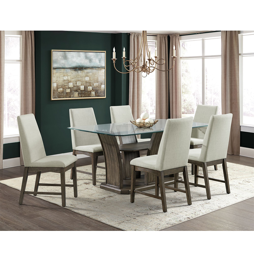 Ellesime International  | Dapper Walnut Rectangular Dining Seven Piece Set ( Dining Table, Six Side Chairs )