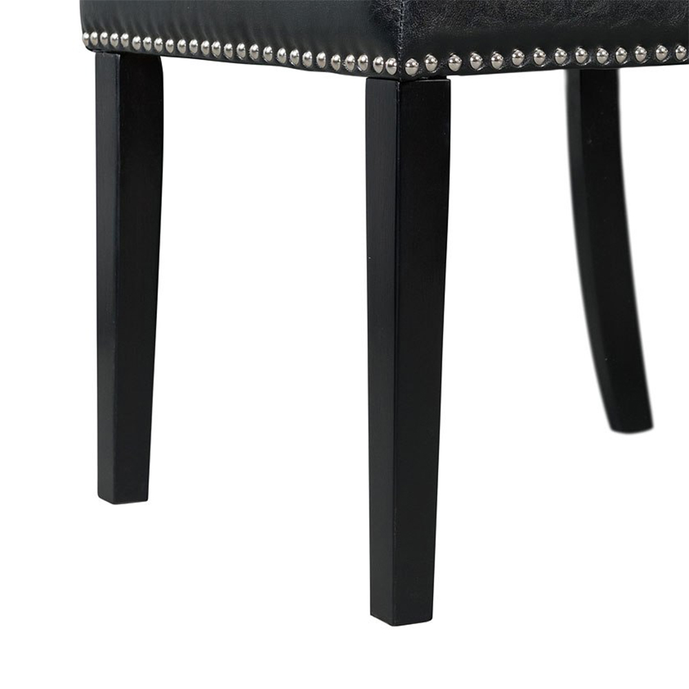 Francesca Rectangular Dining Grey Marble Seven Piece Set ( Dining Table, Six Black Side Chairs ) | Ellesime International 