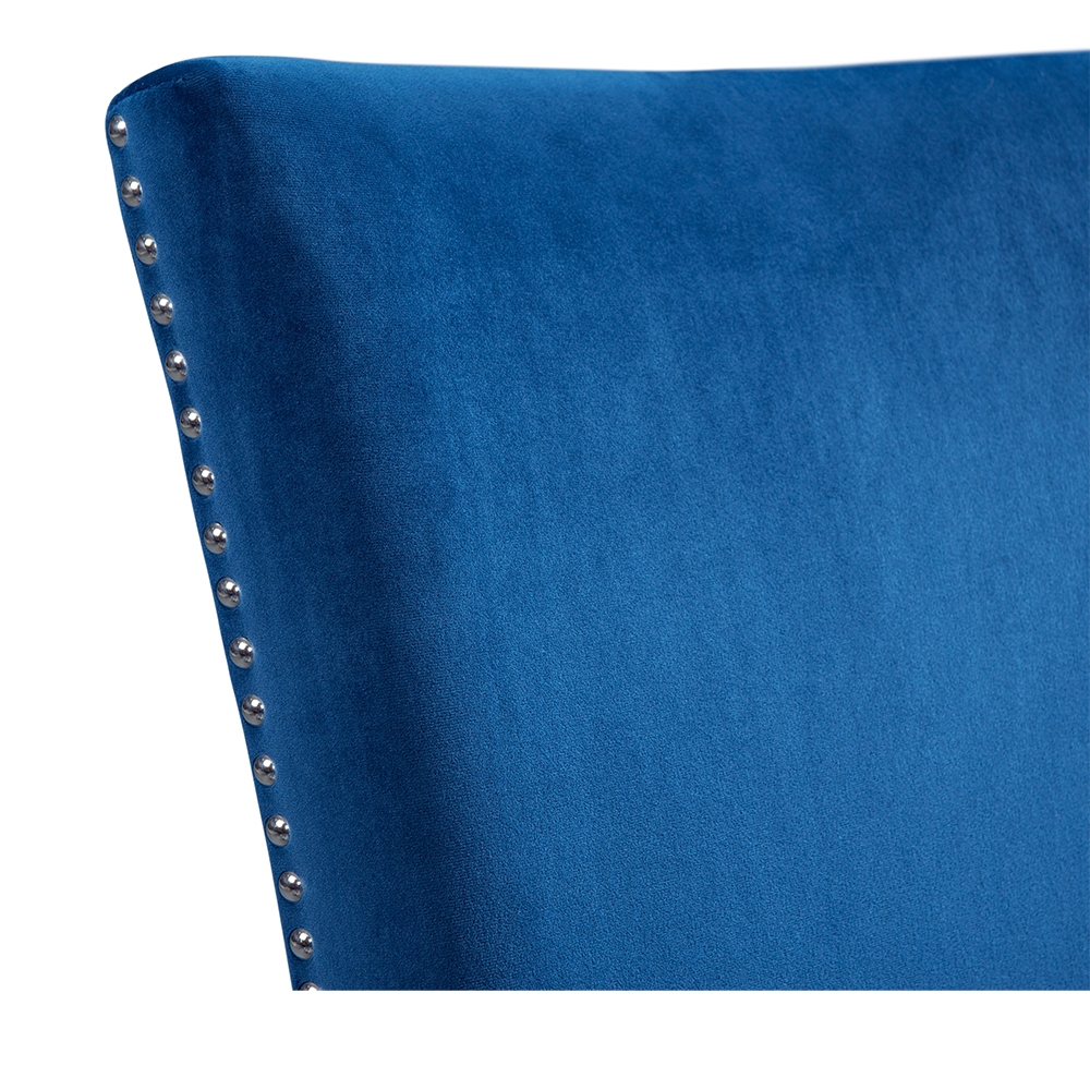 Francesca Square Counter Dining Seven Piece Set ( Dining Table, Six Blue Velvet Side Chairs ) | Ellesime International 