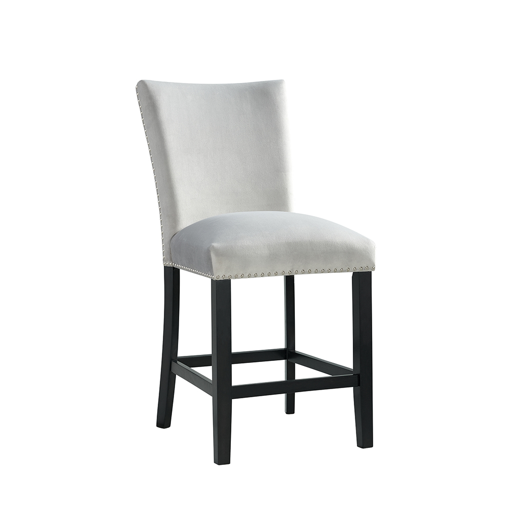 Francesca Square Counter Dining Seven Piece Set ( Dining Table, Six Grey Velvet Side Chairs ) | Ellesime International 