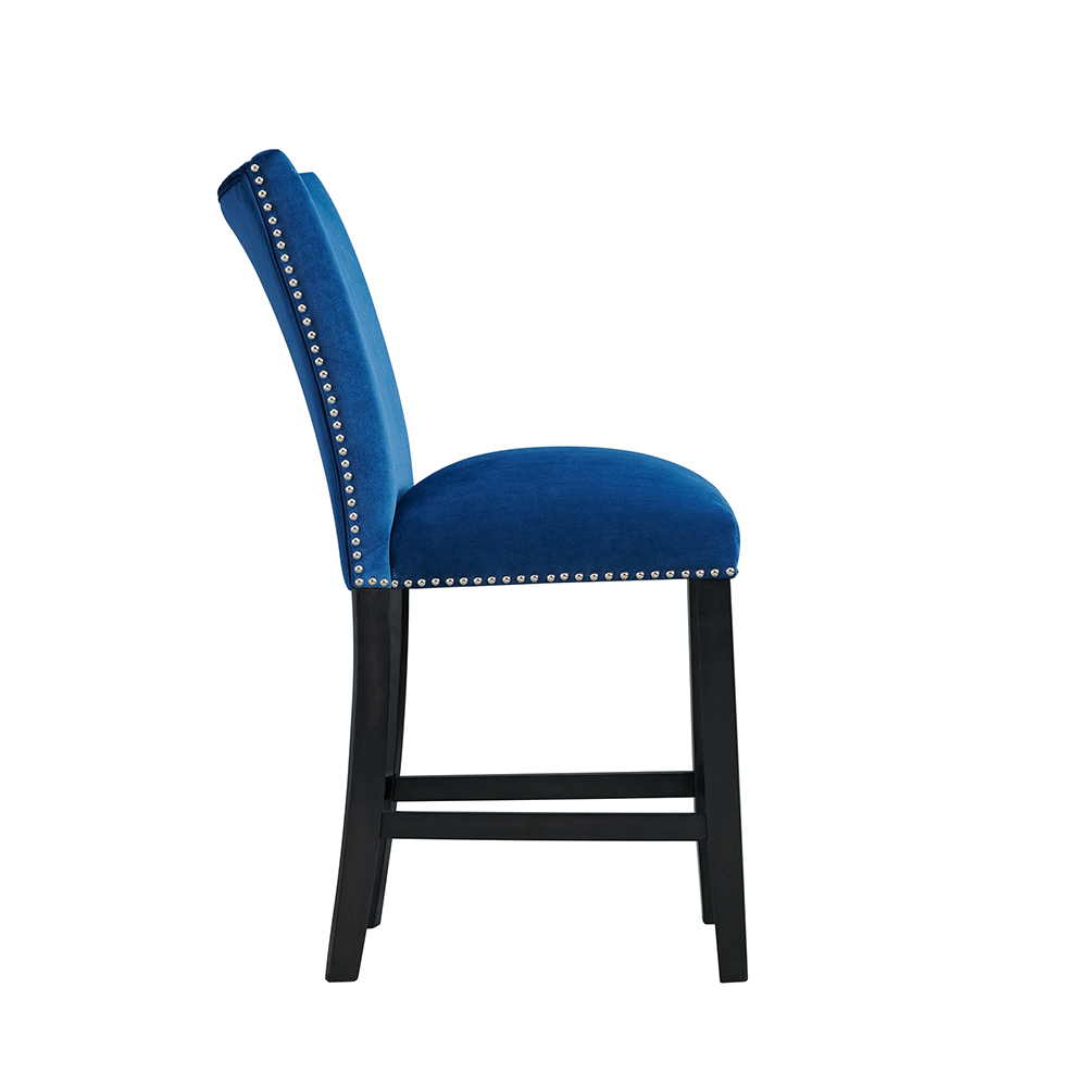 Francesca Round Counter Dining Seven Piece Set ( Dining Table, Six Blue velvet Side Chairs ) | Ellesime International 