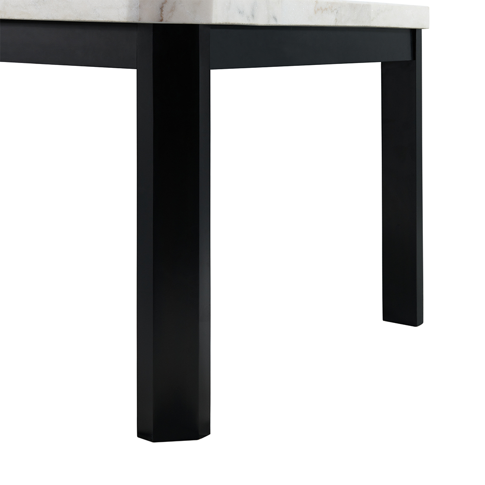 Francesca Square Counter Dining White Marble Seven Piece Set ( Dining Table, Six Black Side Chairs ) | Ellesime International 