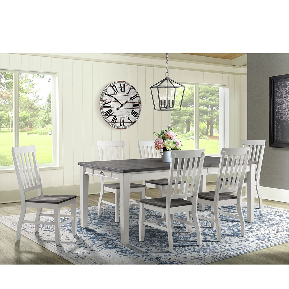 Ellesime International  | Kayla Two Tone Dining with Grey Top Seven Piece Set ( Dining Table, Six Side Chairs )