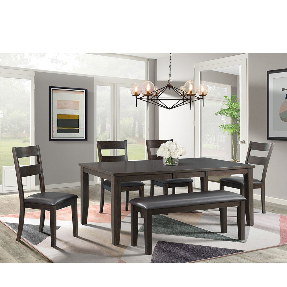 Ellesime International  | Mango Dining Six Piece Set ( Dining Table, Four Side Chairs, Bench )