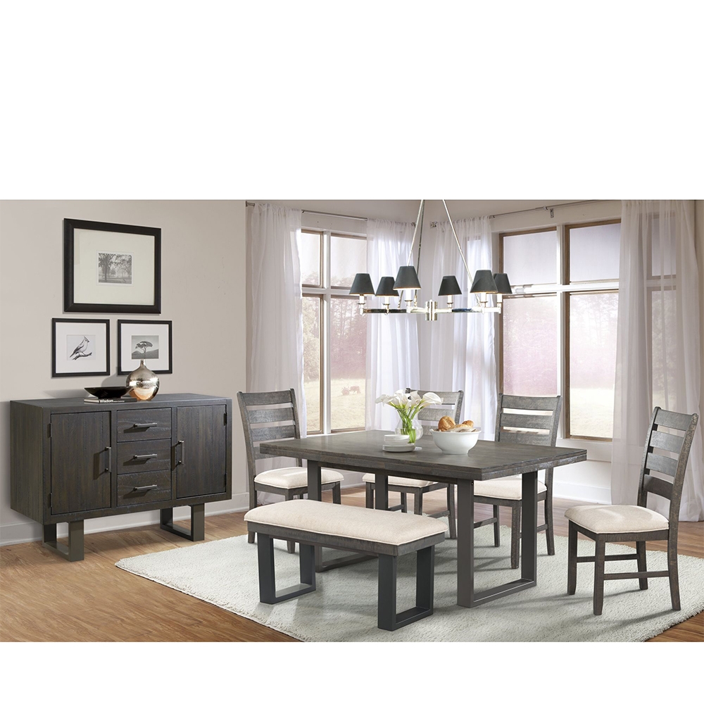 Ellesime International  | Sawyer Dining Seven Piece Set ( Dining Table, Four Side Chair, Bench, Server )