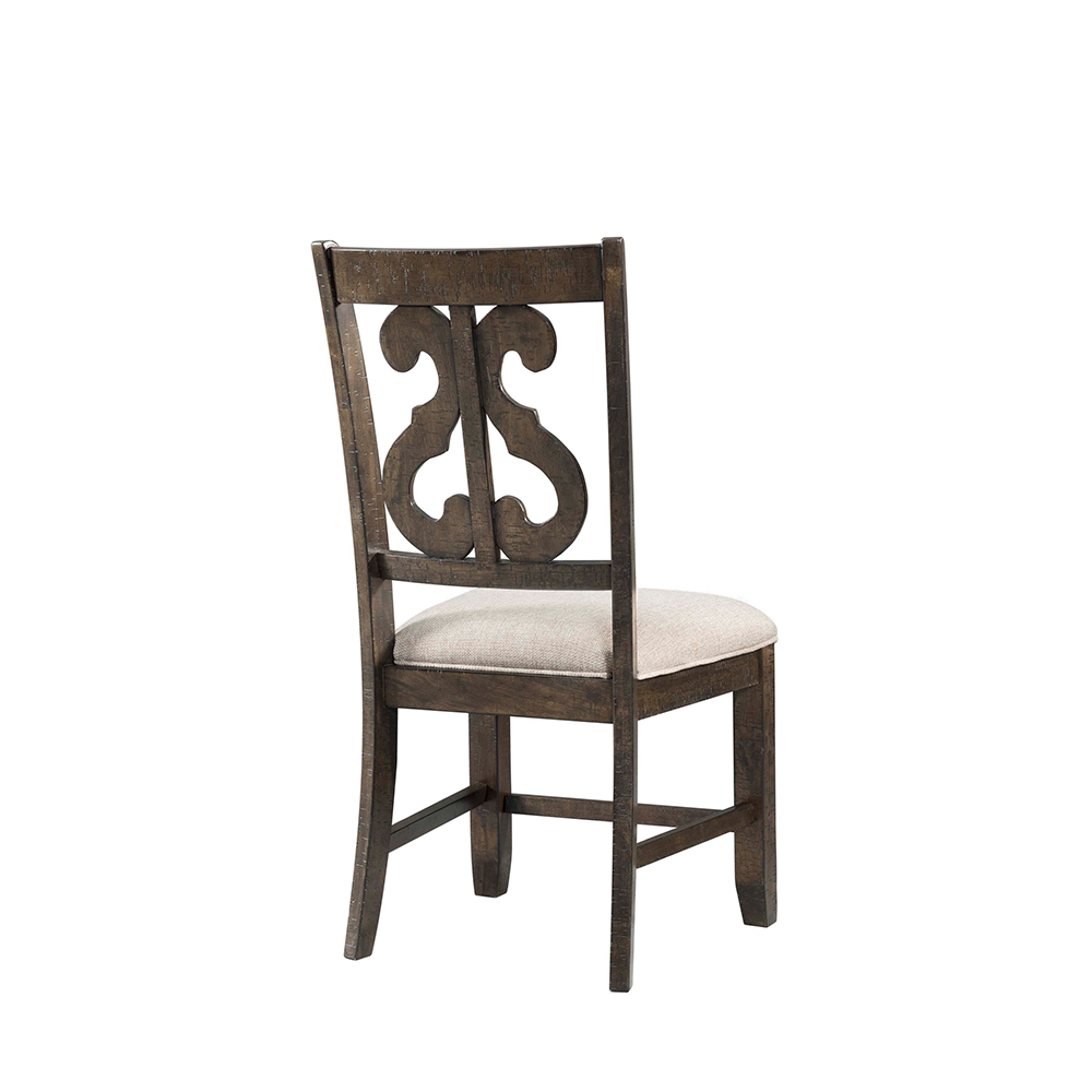 Stone Round Dining Seven Piece Set ( Dining Table, Six Swirl Back Side Chairs ) | Ellesime International 