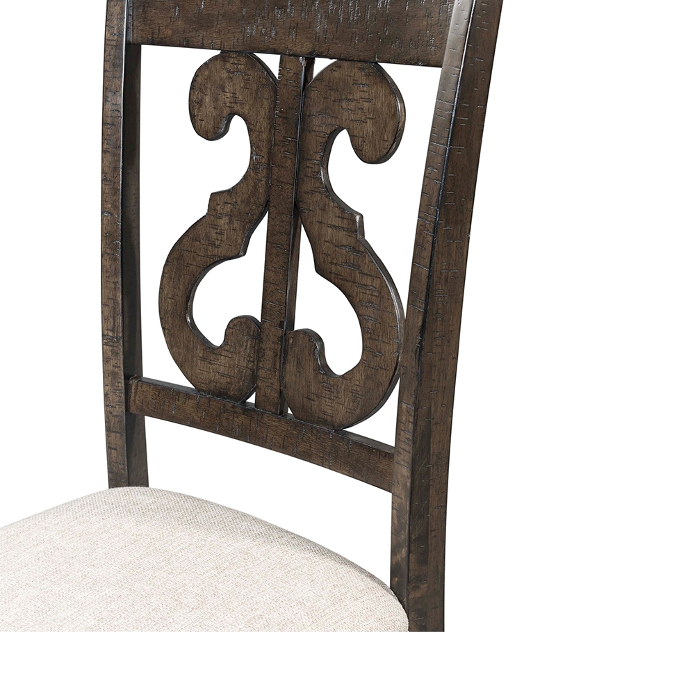 Stone Round Dining Seven Piece Set ( Dining Table, Six Swirl Back Side Chairs ) | Ellesime International 