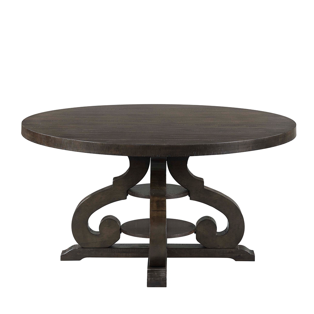 Stone Round Dining Seven Piece Set ( Dining Table, Six Swirl Back Side Chairs ) | Ellesime International 