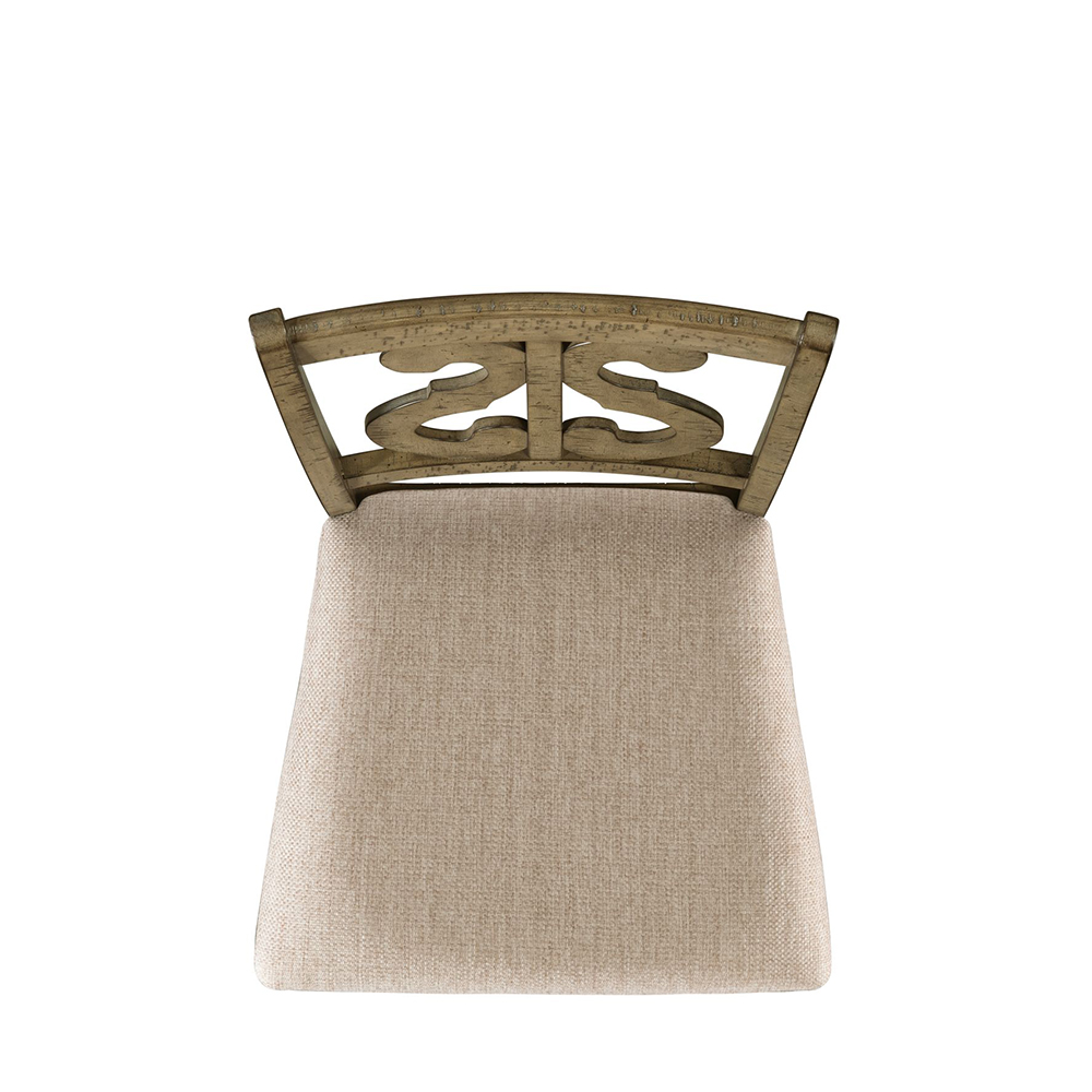 Stone Gray Dining Seven Piece Set ( Dining Table, Six Wooden Swirl Back Side Chairs ) | Ellesime International 