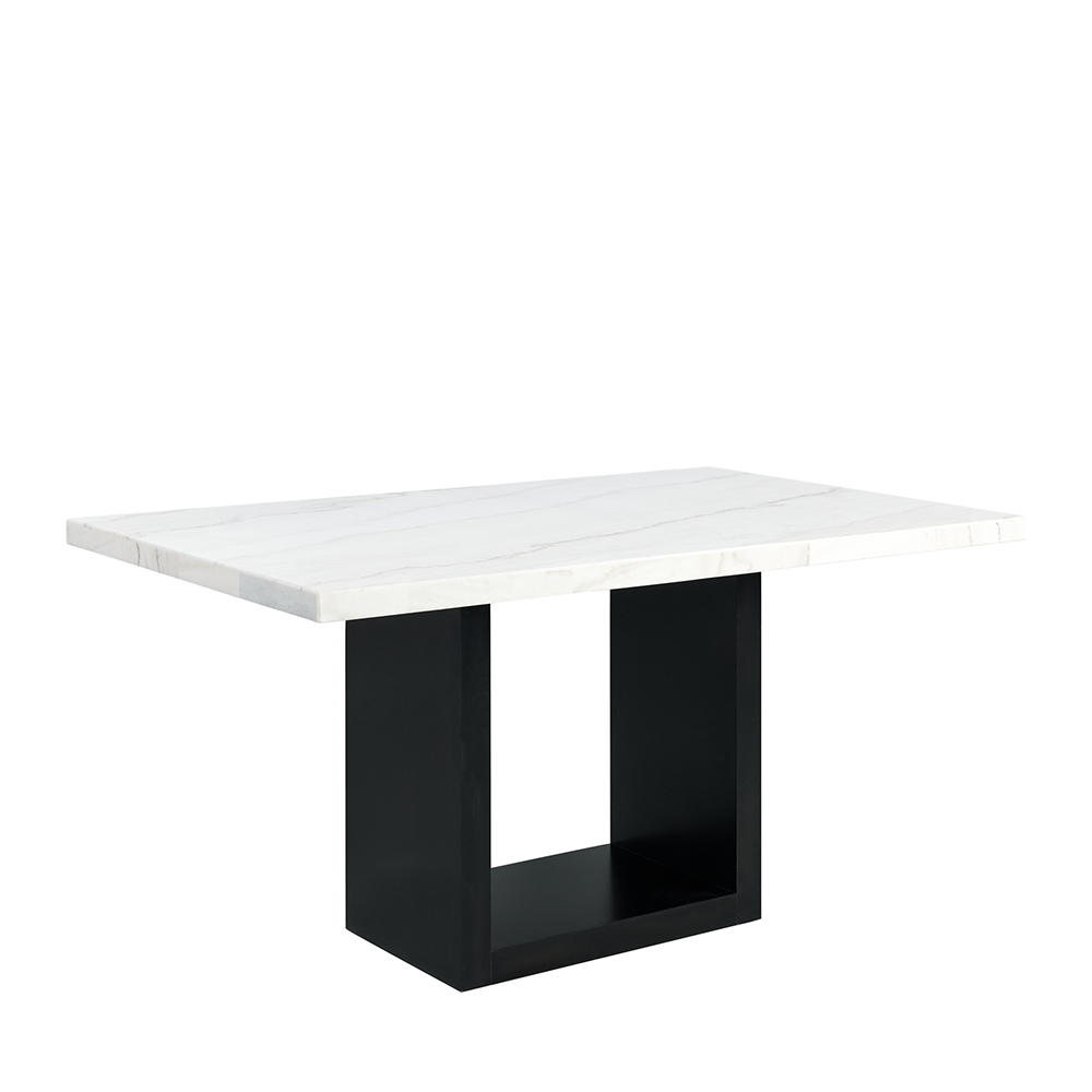 Valentino White Marble Counter Five Piece Set ( Counter Table, Four Black Side Chair ) | Ellesime International 