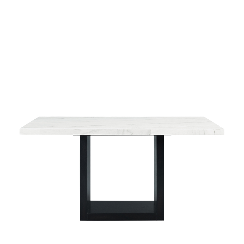 Valentino White Marble Counter Five Piece Set ( Counter Table, Four Black Side Chair ) | Ellesime International 