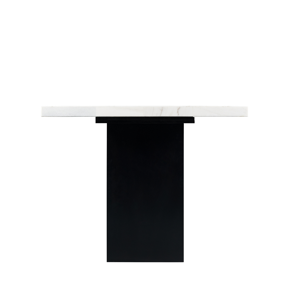 Valentino White Marble Counter Five Piece Set ( Counter Table, Four Black Side Chair ) | Ellesime International 