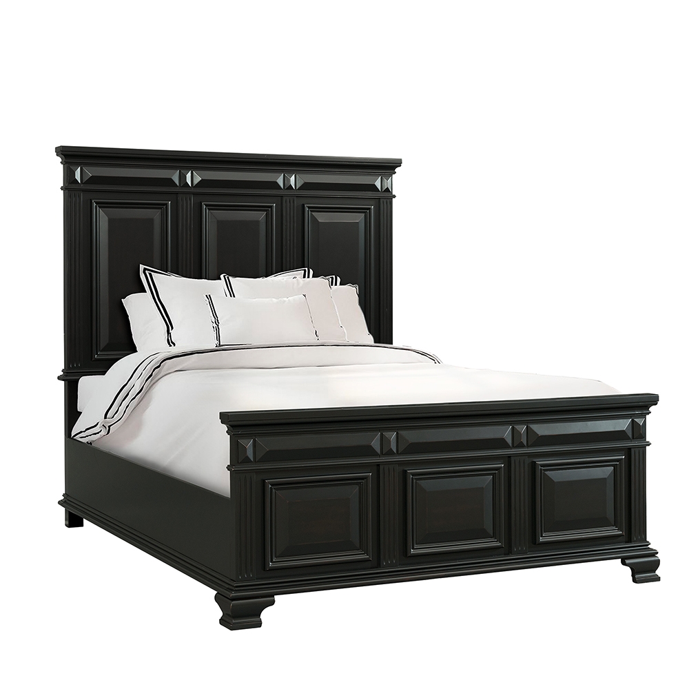 Calloway Black Four Piece Set with Queen Panel Bed ( Dr, Mr, NS and Bed ) | Ellesime International 