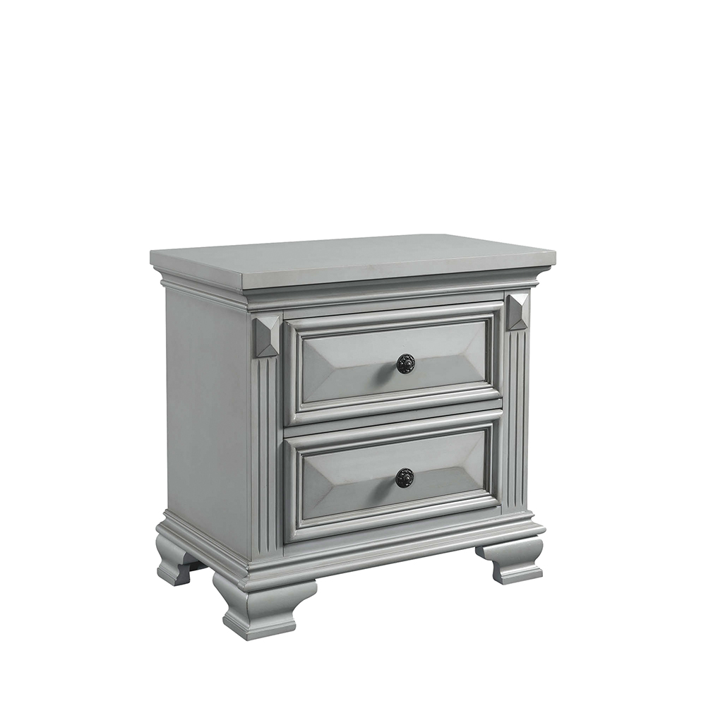 Calloway Grey Five Piece Set with Queen Panel Bed ( Dr, Mr, Chest, NS, and Bed ) | Ellesime International 