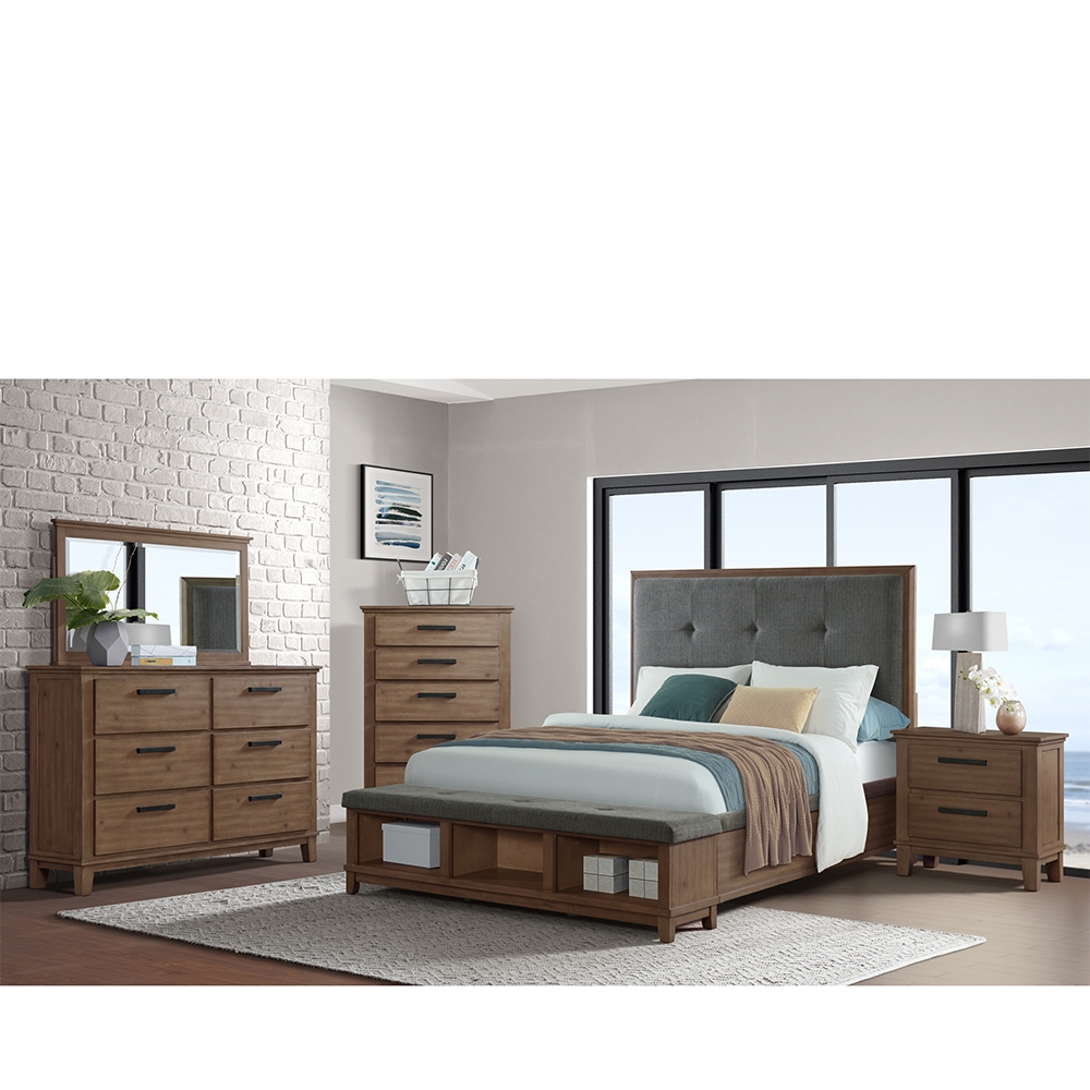 Ellesime International  | Jolene Grey Three Piece Set with Queen Storage Bed ( Dr, Mr, and Storage Bed )