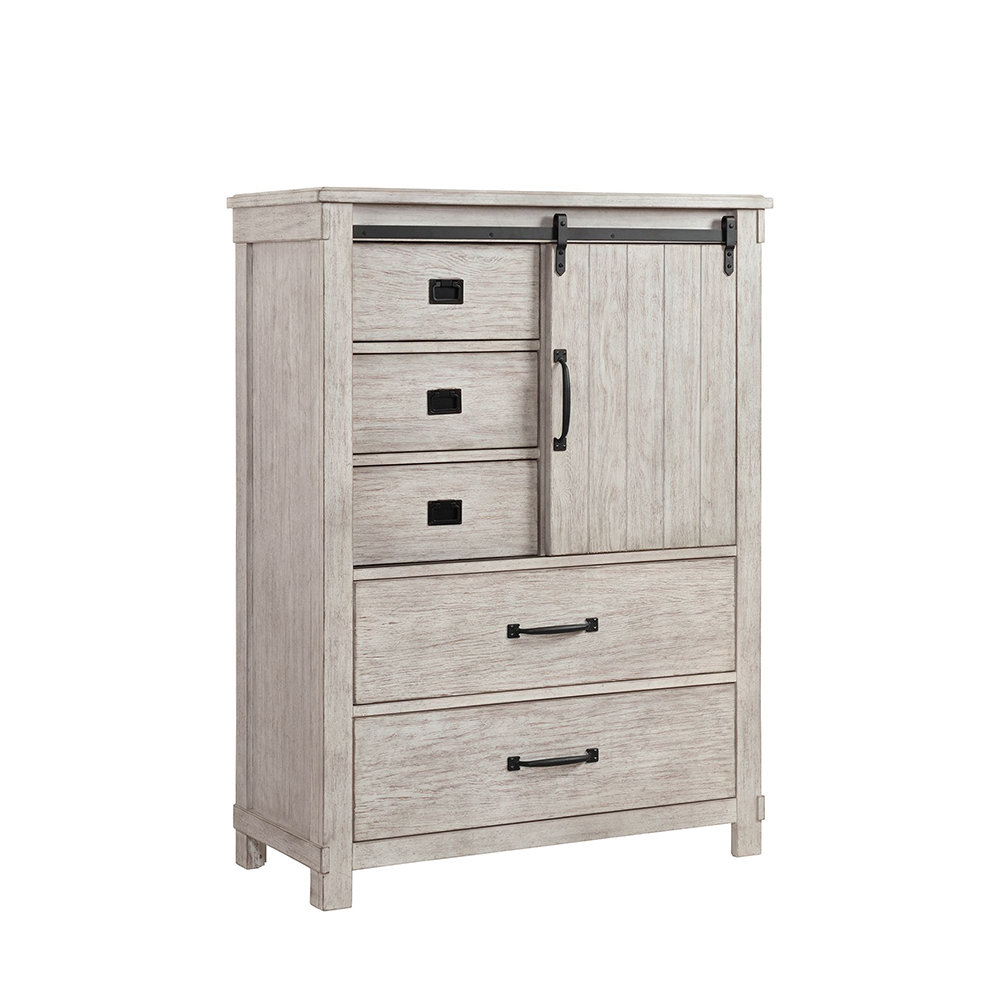 Scott White Four Piece Set with Queen Storage HB/FB Bed ( Dr, Mr, Chest, and Bed ) | Ellesime International 