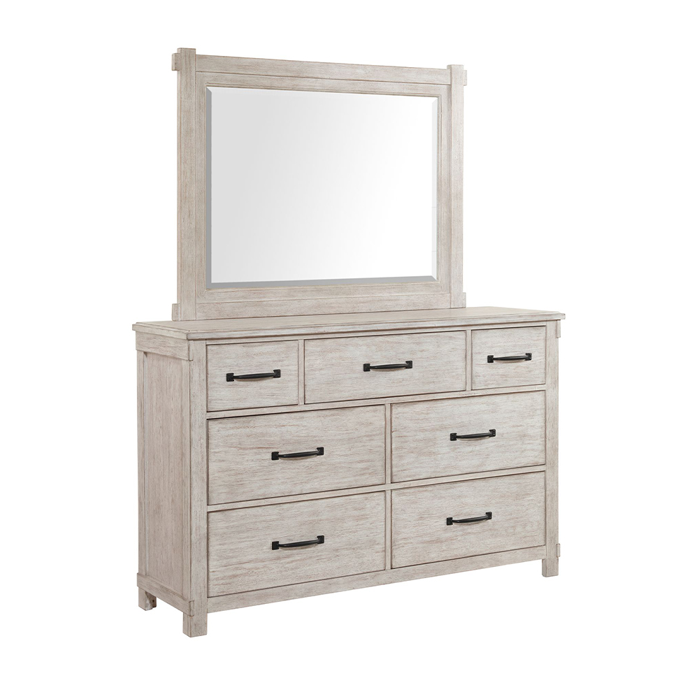 Scott White Four Piece Set with Queen Storage HB/FB Bed ( Dr, Mr, Chest, and Bed ) | Ellesime International 