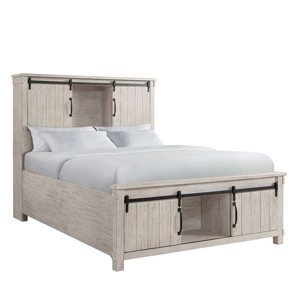 Scott White Four Piece Set with Queen Storage HB/FB Bed ( Dr, Mr, Chest, and Bed ) | Ellesime International 