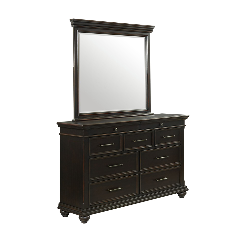 Slater Black Four Piece Set with Queen Storage Bed ( Dr, Mr, Chest and Bed ) | Ellesime International 