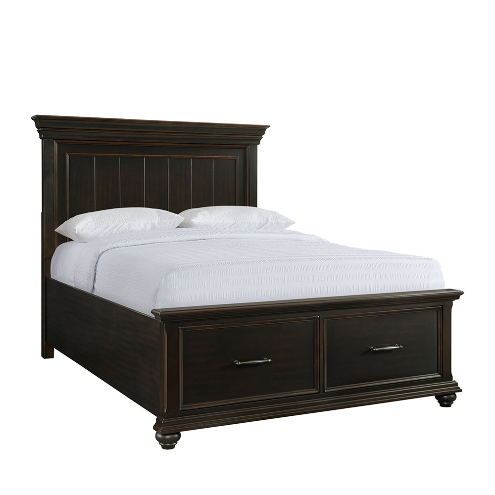 Slater Black Four Piece Set with Queen Storage Bed ( Dr, Mr, Chest and Bed ) | Ellesime International 