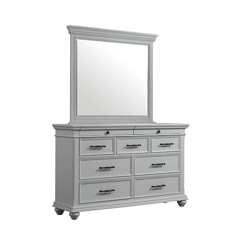 Slater Grey Four Piece Set with Queen Storage Bed ( Dr, Mr, Chest and Bed ) | Ellesime International 