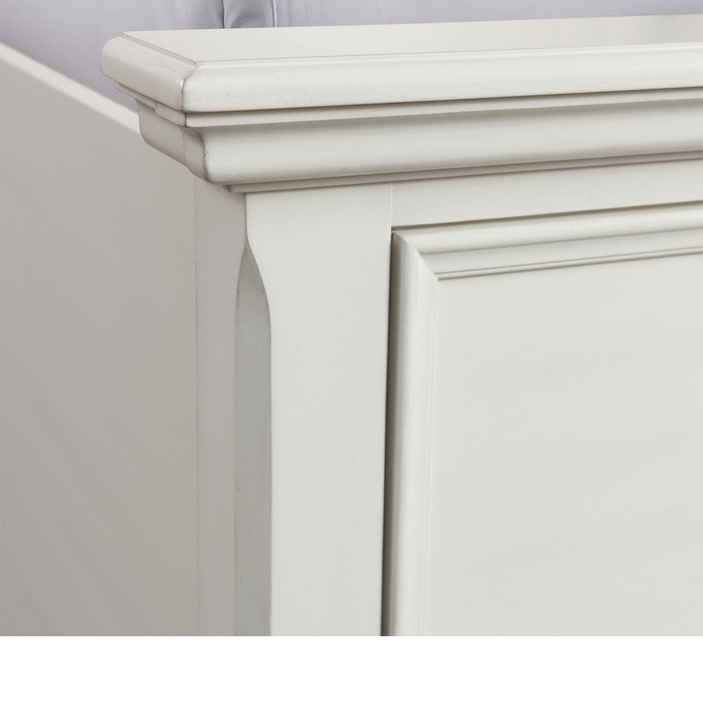 Slater White Four Piece Set with Queen Storage Bed ( Dr, Mr, Chest, Chest and Bed ) | Ellesime International 