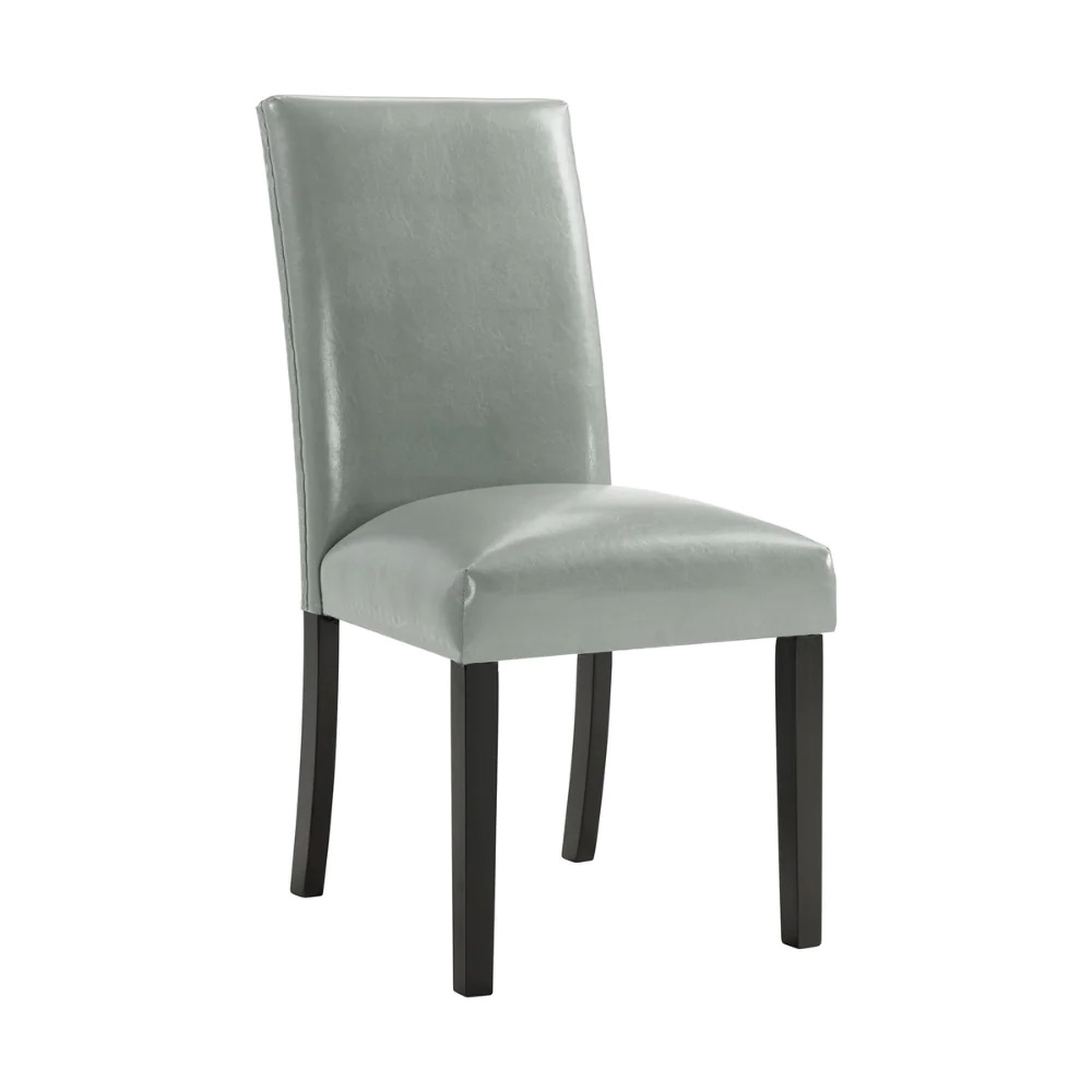 Valentino White Marble Dining Five Piece Set ( Dining Table, Four Grey PU No Nailhead Side Chair ) | Ellesime International 