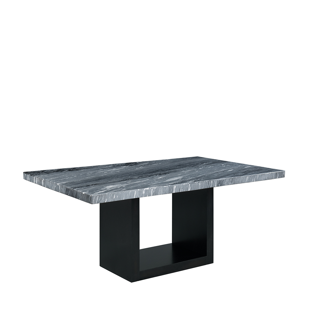 Valentino Grey Marble Dining Seven Piece Set ( Dining Table, Six Grey Velvet Side Chairs ) | Ellesime International 