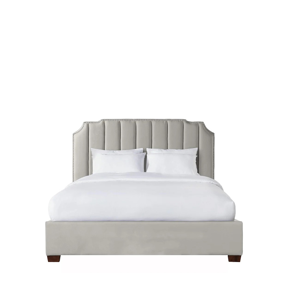 Harper Upholstered Queen Bed ( Grey ) | Ellesime International 