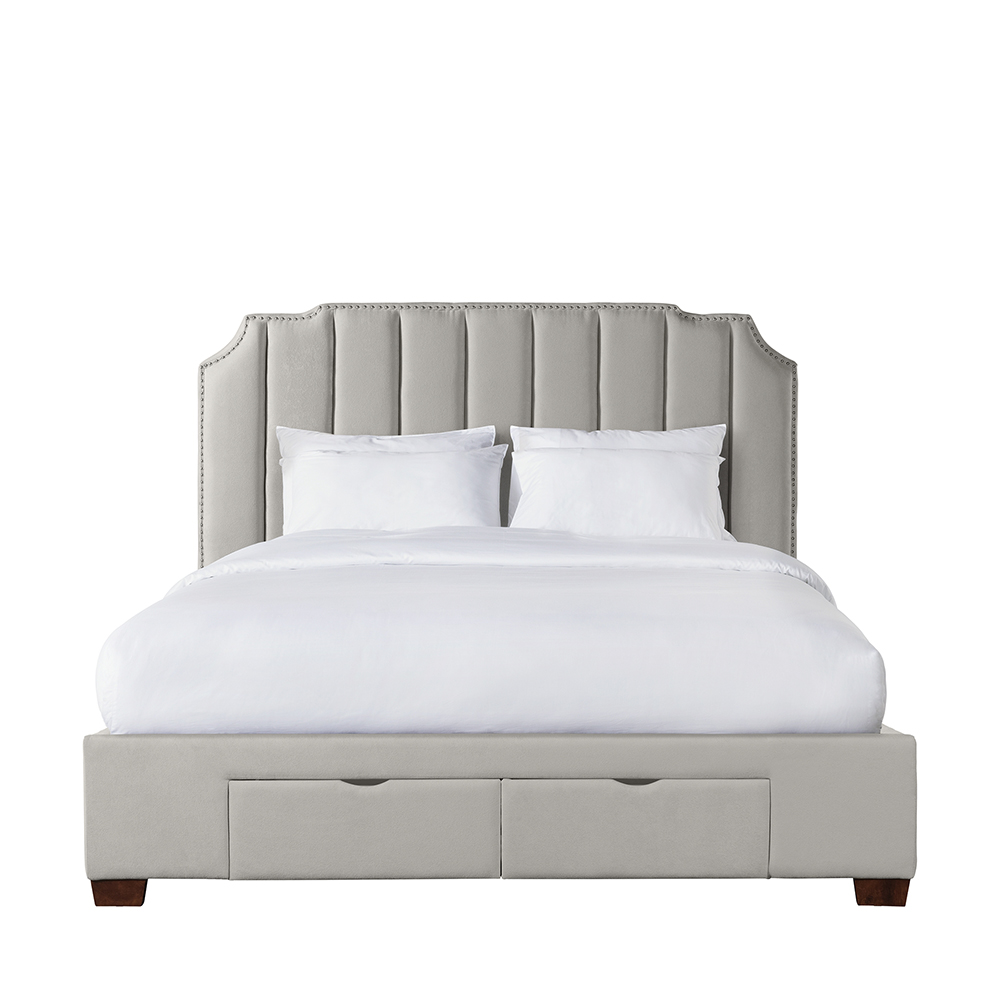 Harper Upholstered King Storage Bed ( Grey ) | Ellesime International 