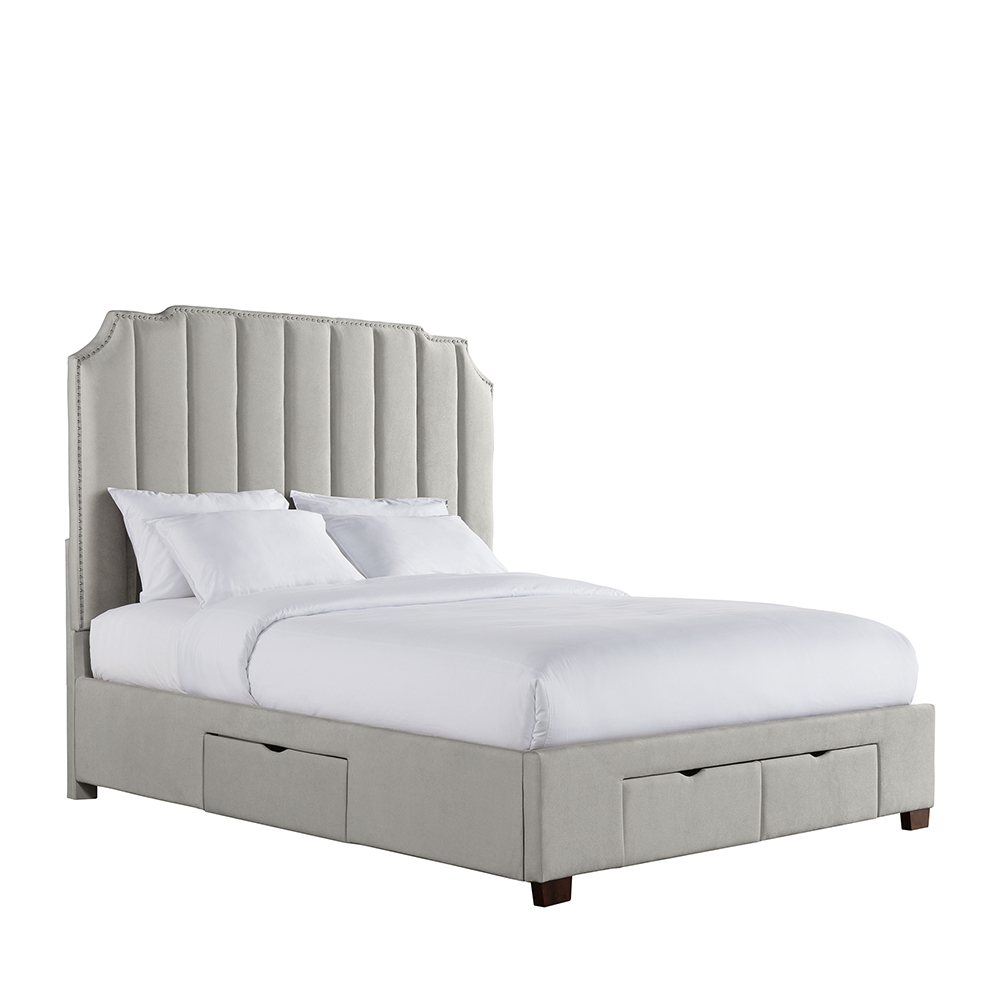 Harper Upholstered King Storage Bed ( Grey ) | Ellesime International 